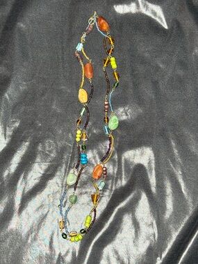 Mixed Stone and Glass Beaded Necklace